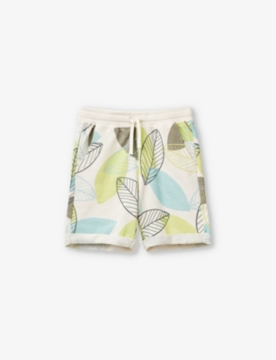Shop Benetton Boys Kids Tropical-print Rolled-hem Cotton-jersey Shorts 6-14 Years In Multicoloured