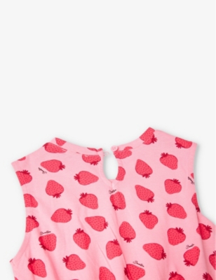 Shop Benetton Girls Pink Strawberry Kids Strawberry-print Cut-out Cotton Dress 6-14 Years