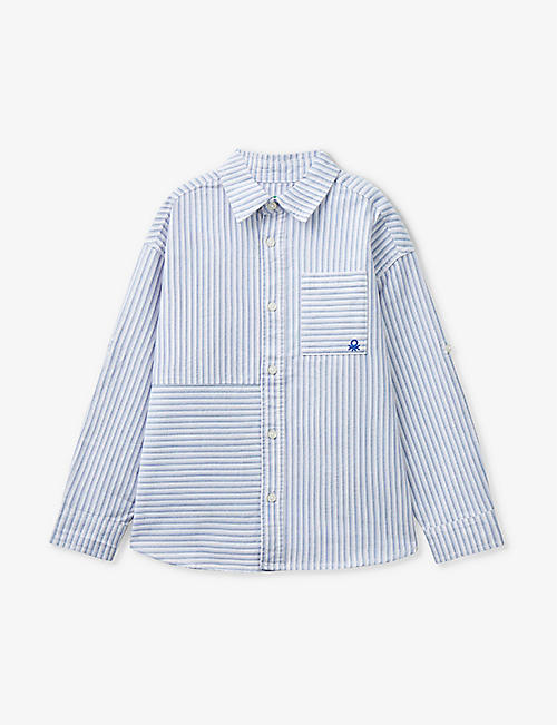 BENETTON: Stripe-print cotton oxford shirt 6-14 years