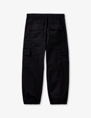 Shop Benetton Boys Black Kids Patch-pocket Stretch-cotton Cargo Trousers 6-14 Years