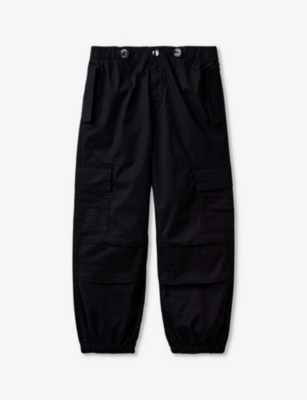 Shop Benetton Boys Black Kids Patch-pocket Stretch-cotton Cargo Trousers 6-14 Years