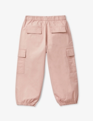 Shop Benetton Patch-pocket Relaxed-fit Stretch-cotton Cargo Trousers 18 Months-6 Years In Pale Pink