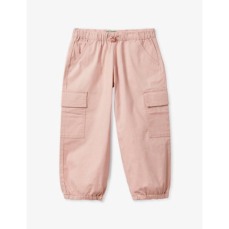 Benetton Girls Pale Pink Kids Patch-pocket Relaxed-fit Stretch-cotton Cargo Trousers 18 Months-6 Yea