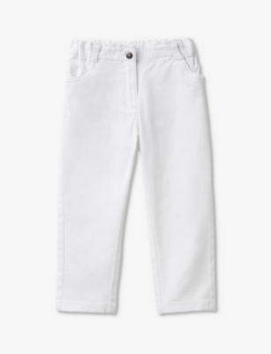 Shop Benetton Elasticated-waist Stretch-denim Jeans 18 Months-6 Years In White