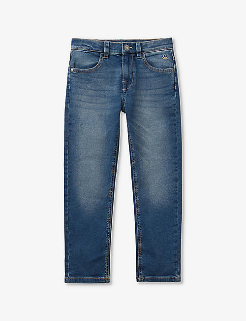 BENETTON: Patch-pocket slim-leg stretch denim jeans 6-14 years