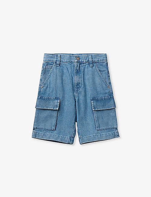 BENETTON: Patch-pocket relaxed-fit denim shorts 6-14 years