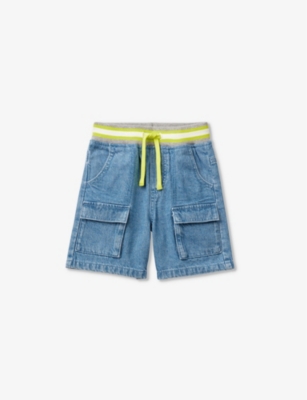 Benetton Babies'  Light Blue Denim Patch-pocket Contrast-waistband Denim Shorts 18 Months - 6 Years