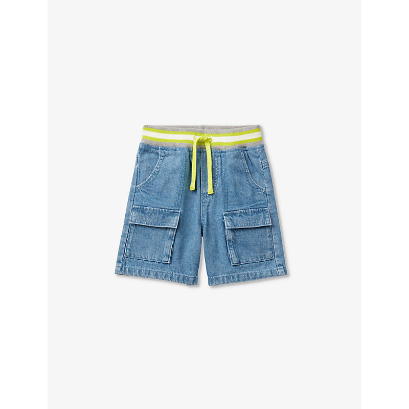 Benetton Babies'  Light Blue Denim Patch-pocket Contrast-waistband Denim Shorts 18 Months - 6 Years