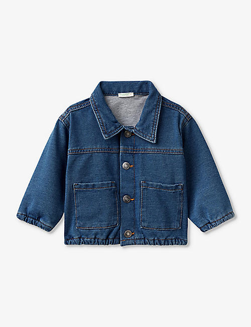 BENETTON: Fleece-lined patch-pocket stretch cotton-blend jacket 1-18 months