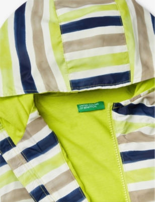 Shop Benetton Sunshine Yellow Striped Hooded She;; Jacket 18 Month-6 Years