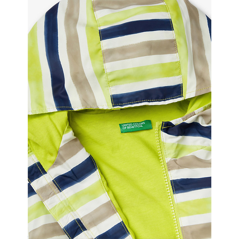 Shop Benetton Sunshine Yellow Striped Hooded She;; Jacket 18 Month-6 Years