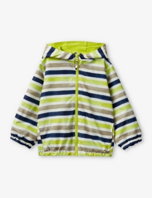 Shop Benetton Sunshine Yellow Striped Hooded She;; Jacket 18 Month-6 Years