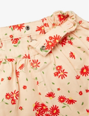 Shop Benetton Floral-print Cotton Mini Skirt 18 Months-6 Years In Peach Pattern