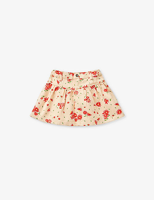 BENETTON: Floral-print cotton mini skirt 18 months-6 years
