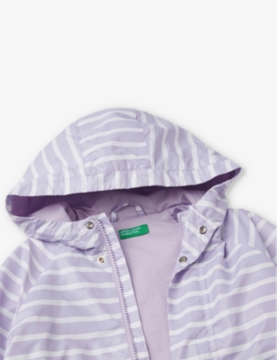 Shop Benetton Lilac Stripe Striped Hooded Shell Jacket 18 Months - 6 Years