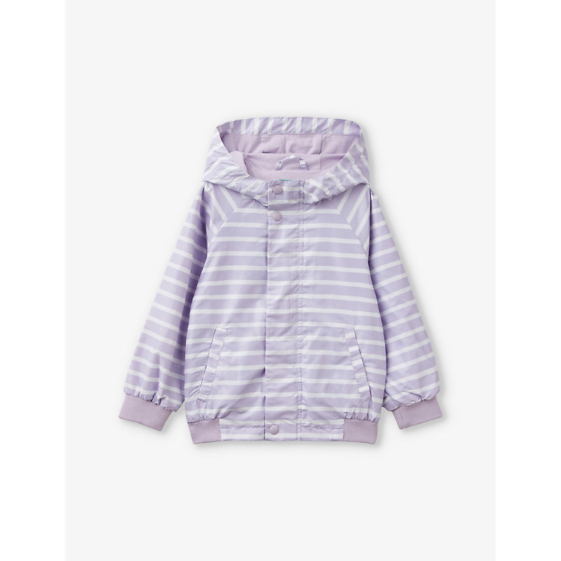 Shop Benetton Striped Hooded Shell Jacket 18 Months - 6 Years In Lilac Stripe