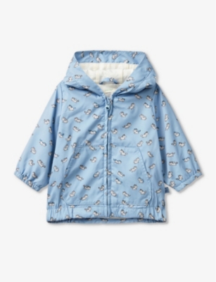 Shop Benetton Blue Unicorn-print Jersey-lined Shell Jacket 1-18 Months