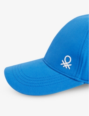 Shop Benetton Brand-print Adjustable Cotton Baseball Cap In Royal Blue