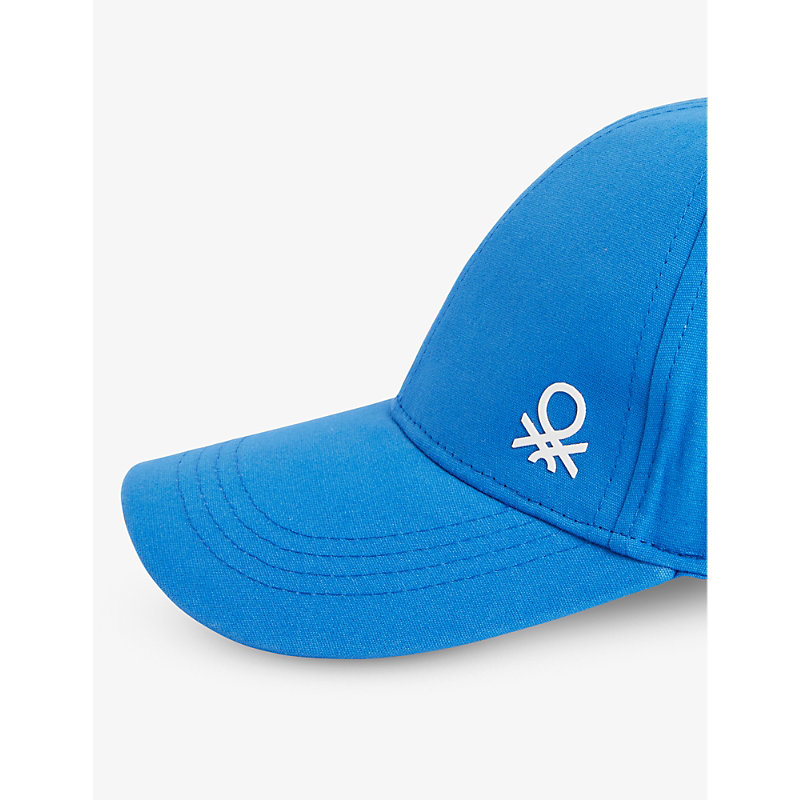 Shop Benetton Brand-print Adjustable Cotton Baseball Cap In Royal Blue