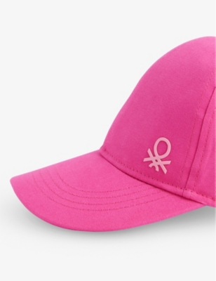 Shop Benetton Brand-print Adjustable Cotton Baseball Cap In Bright Pink