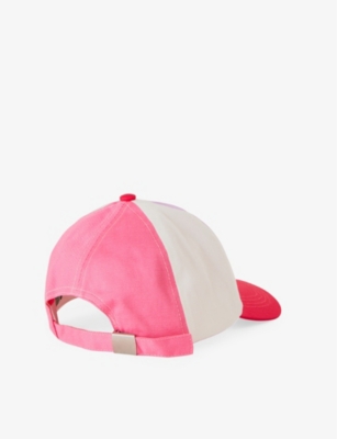 Shop Benetton Girls Pink/lilac Kids Logo-embroidered Colour-block Cotton Cap 18 Months - 5 Years
