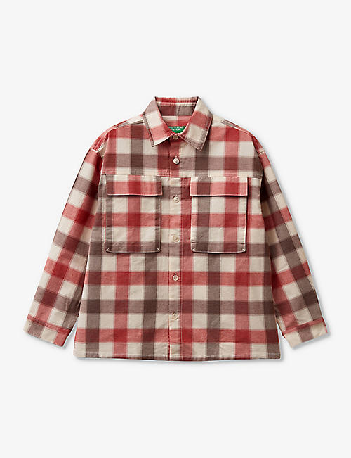 BENETTON: Checked chest-pocket cotton shirt 6-14 years