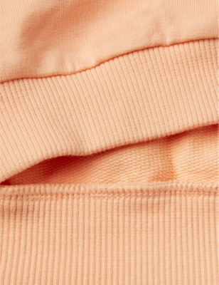 Shop Benetton Peach Flower-embroidered Round-neck Cotton Sweatshirt 18 Months - 6 Years