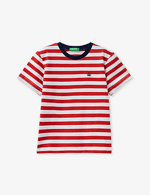BENETTON: Logo-embroidered striped cotton T-shirt 18 months-6 years