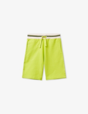 Benetton Boys Lime Kids Contrast-waistband Regular-fit Cotton Bermuda Shorts 6-14 Years