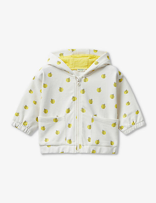 BENETTON: Bee-print hooded stretch-cotton jacket 1-18 months