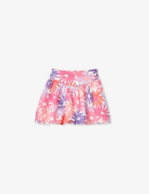 BENETTON: Floral-print regular-fit woven mini skirt