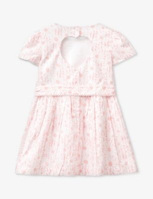 Shop Benetton Girls Pale Pink Floral Kids Floral-print Belted Cotton Dress 18 Months-6 Years