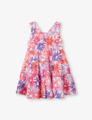 BENETTON: Floral-print V-neck woven party dress 6-14 years
