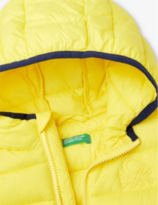 Shop Benetton Sunshine Yellow Brand-embroidered Padded Shell Gilet 18 Months - 6 Years