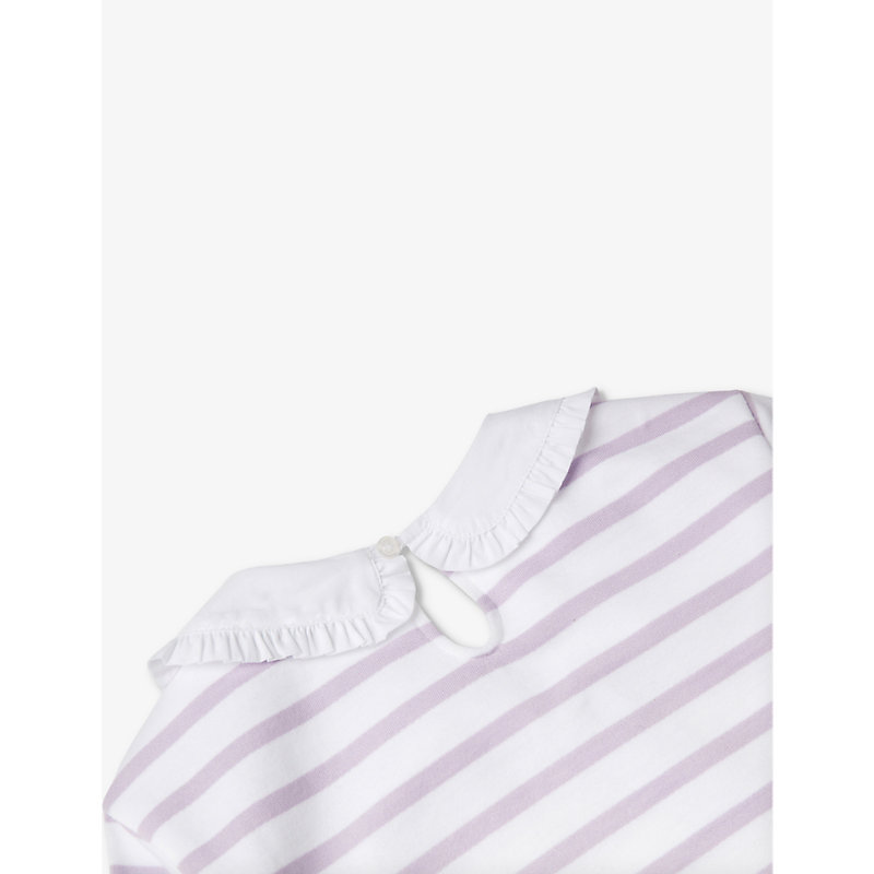 Shop Benetton Lilac Stripe Stripe-print Frilled-collar Cotton Sweatshirt 18 Months - 6 Years