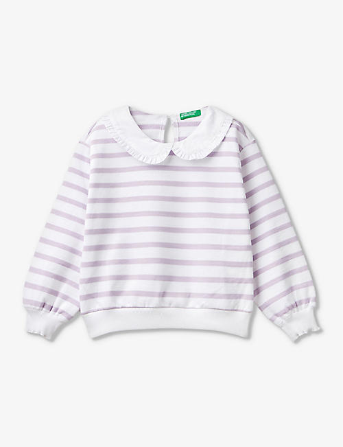 BENETTON: Stripe-print frilled-collar cotton sweatshirt 18 months - 6 years