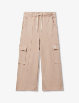 BENETTON: Cargo-pocket wide-leg cotton-jersey trousers 6-14 years