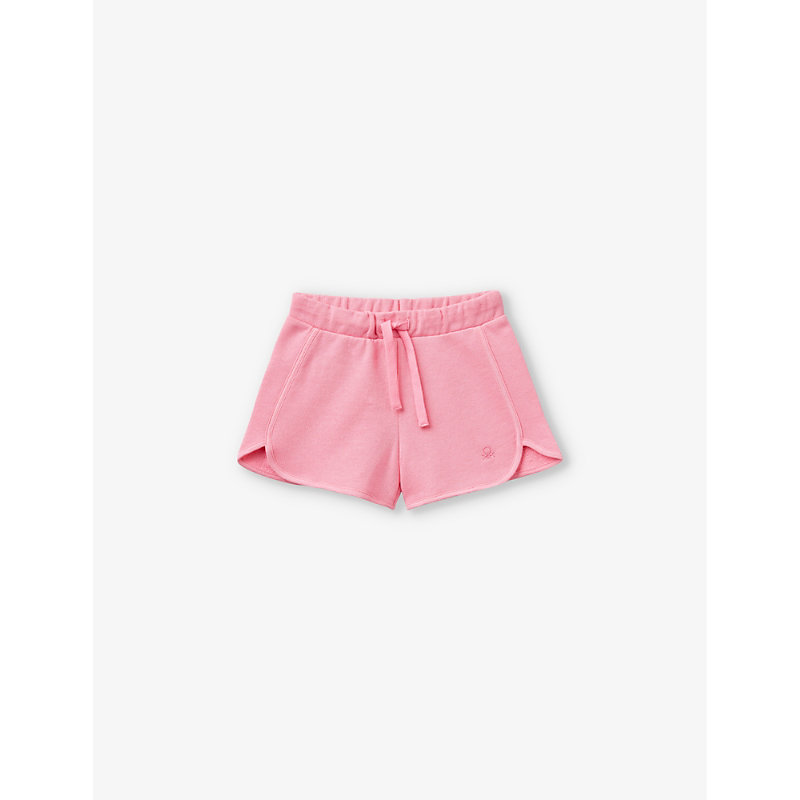 Shop Benetton Fuchsia Pink Brand-embroidered Organic Cotton-jersey Shorts 18 Months - 6 Years