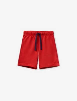 Benetton Boys Red Kids Logo-embroidered Regular-fit Cotton Shorts 18 Months-6 Years