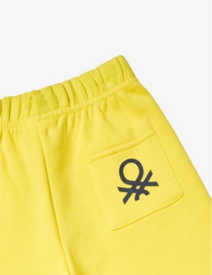 Shop Benetton Boys Sunshine Yellow Kids Logo-embroidered Regular-fit Cotton Shorts 18 Months-6 Years