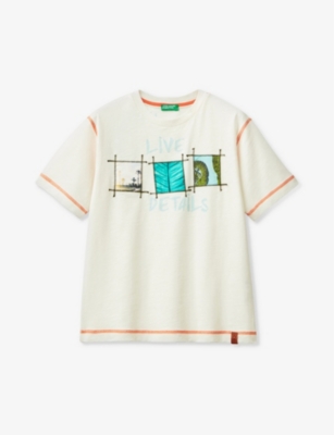 Shop Benetton Boys Stone Kids Graphic-print Cotton-jersey T-shirt