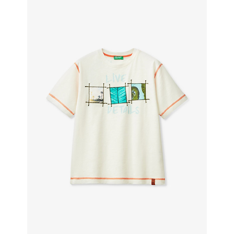 Shop Benetton Boys Stone Kids Graphic-print Cotton-jersey T-shirt