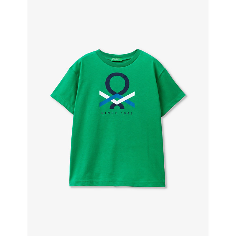 Benetton Boys  Green Kids Logo-print Short-sleeve Organic-cotton T-shirt 6-14 Years