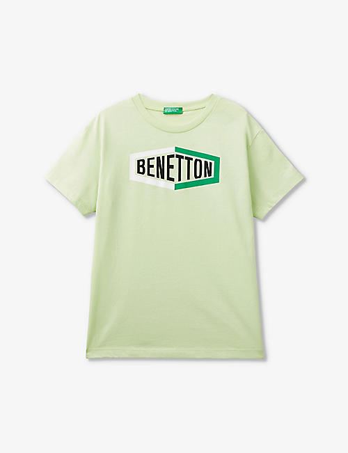 BENETTON: Branded-print short-sleeved organic-cotton T-shirt 6-14 years