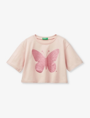Benetton Girls Peach Kids Strawberry-print Cotton-jersey T-shirt 6-14 Years