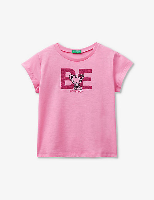 BENETTON: Branded glitter-embellished organic-cotton T-shirt 18 months - 6 years