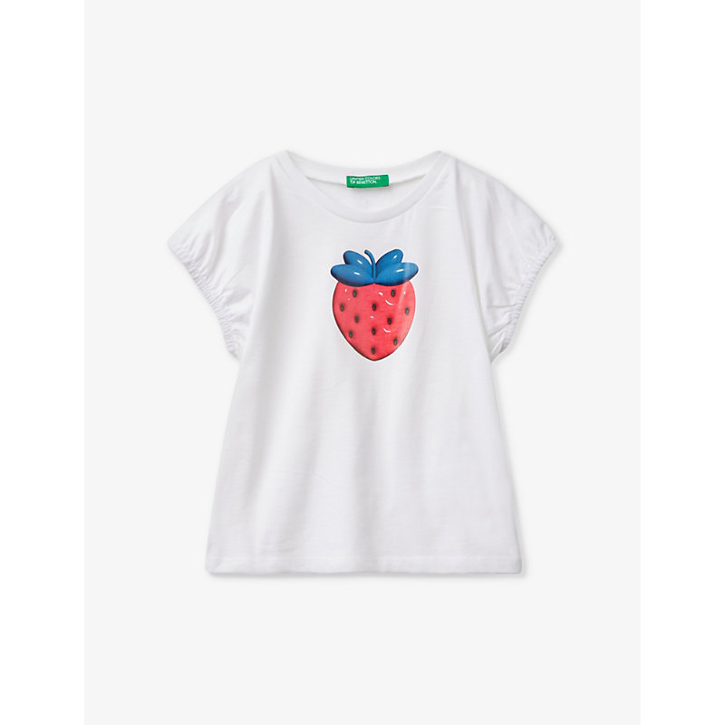 Benetton Babies'  White Strawberry-print Short-sleeve Cotton T-shirt 18 Months - 6 Years