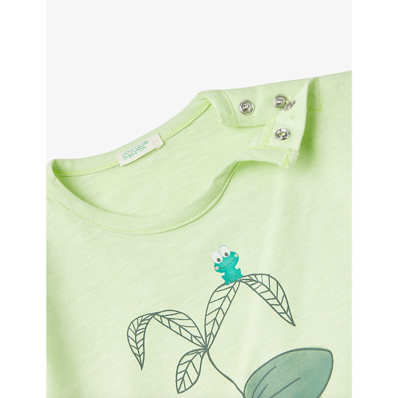 Shop Benetton Girls Lime Kids Graphic-print Cotton-jersey T-shirt 1-18 Months