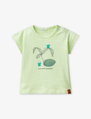 Shop Benetton Girls Lime Kids Graphic-print Cotton-jersey T-shirt 1-18 Months