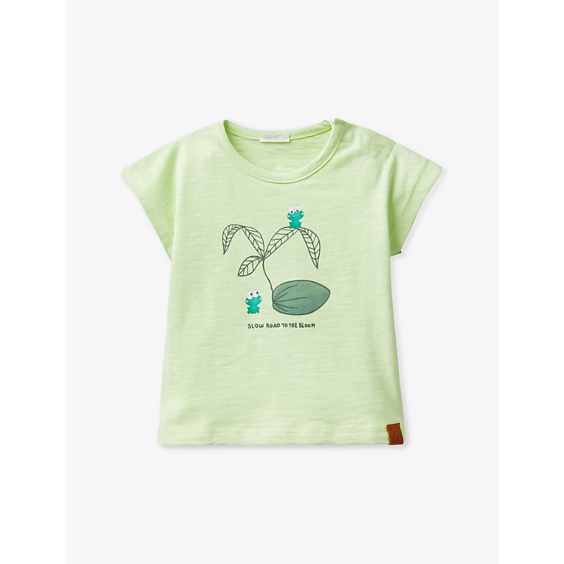 Benetton Girls Lime Kids Graphic-print Cotton-jersey T-shirt 1-18 Months